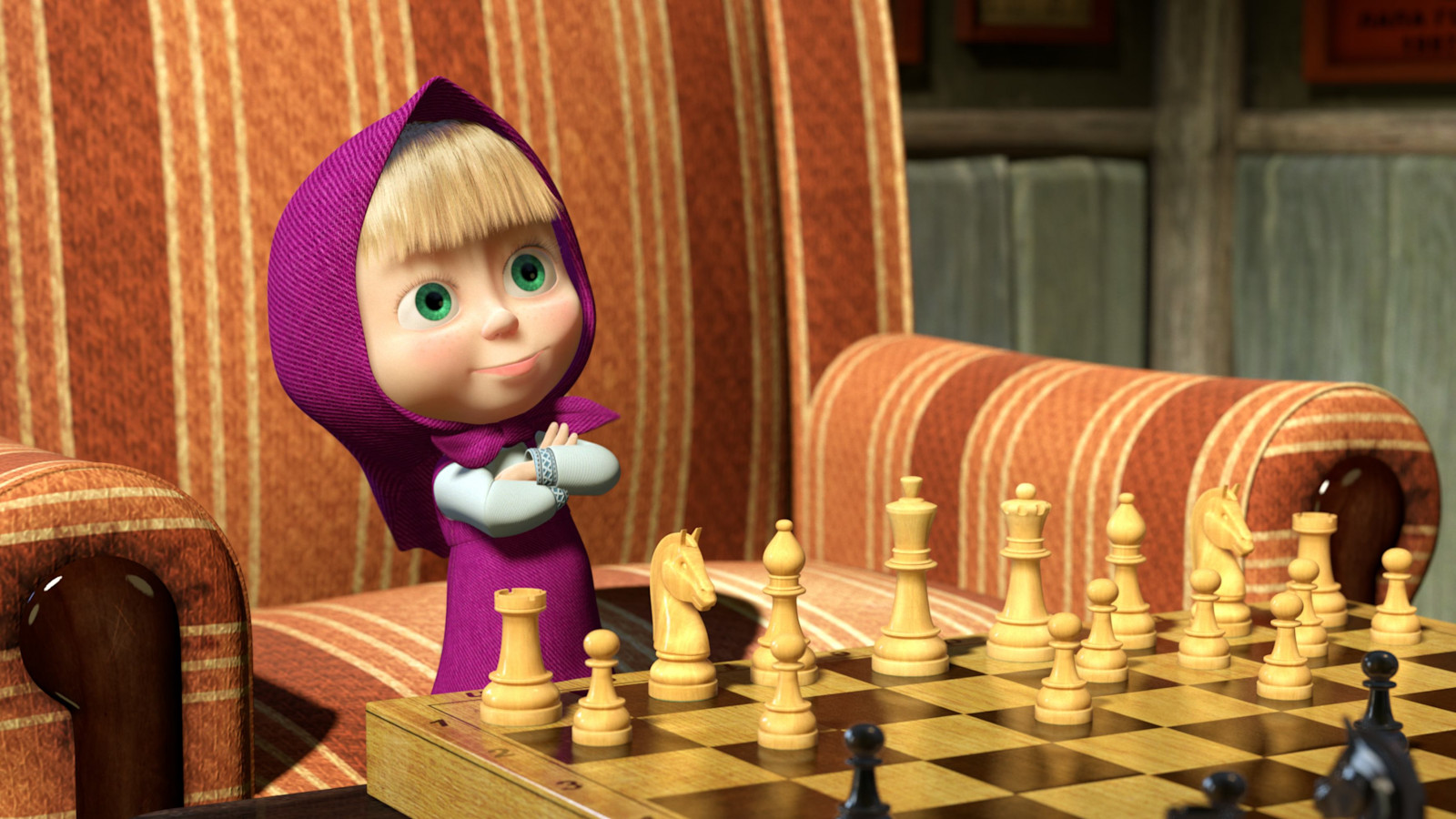 Маша и медведь игра в шахматы